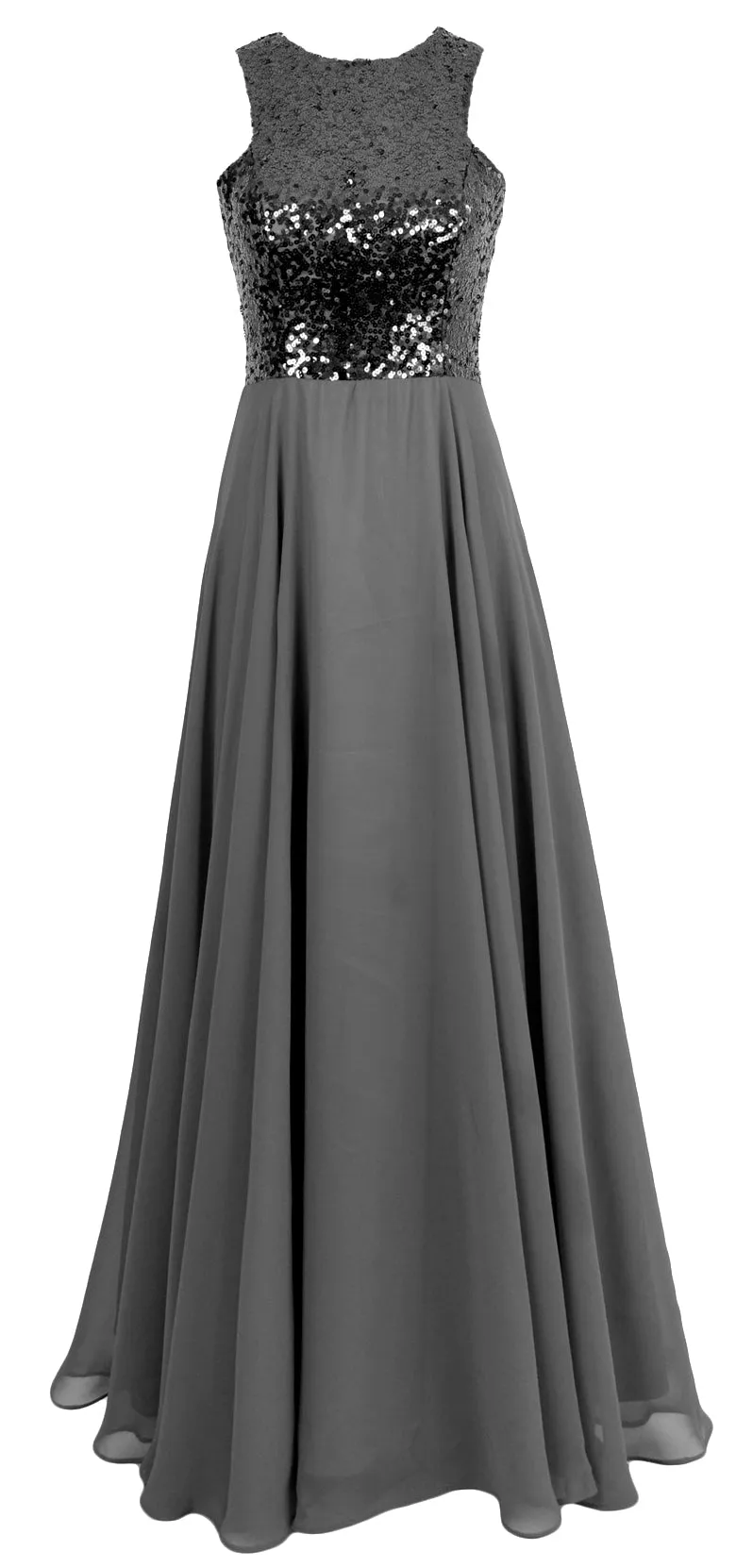 MACloth Women Sequin Chiffon Long Wedding Bridesmaid Dress Formal Evening Gown