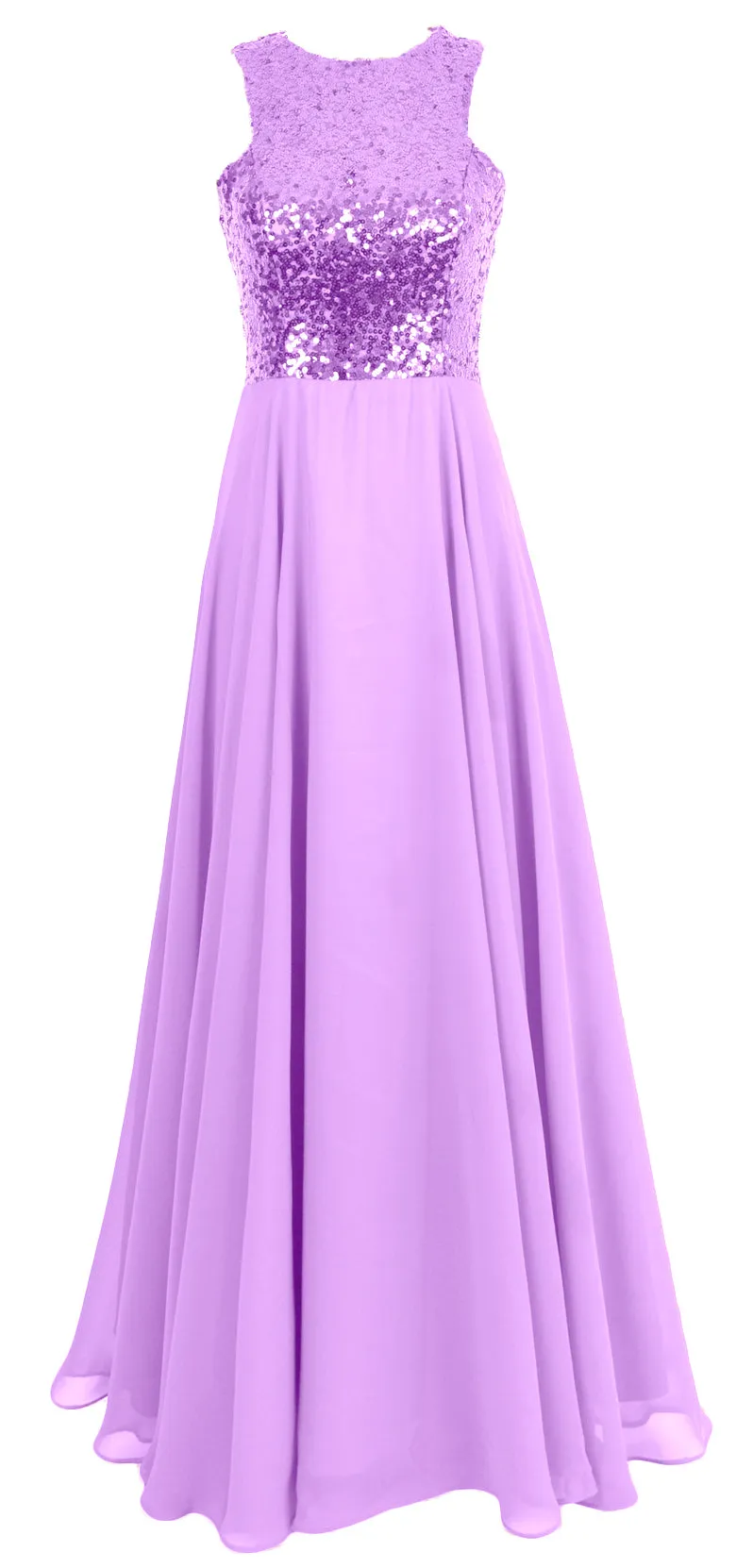 MACloth Women Sequin Chiffon Long Wedding Bridesmaid Dress Formal Evening Gown