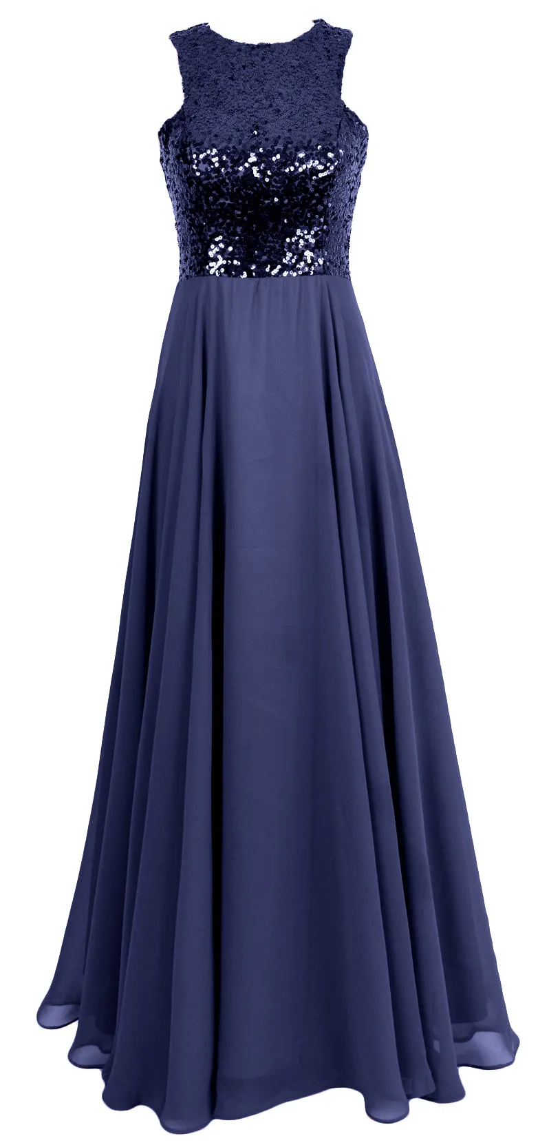 MACloth Women Sequin Chiffon Long Wedding Bridesmaid Dress Formal Evening Gown