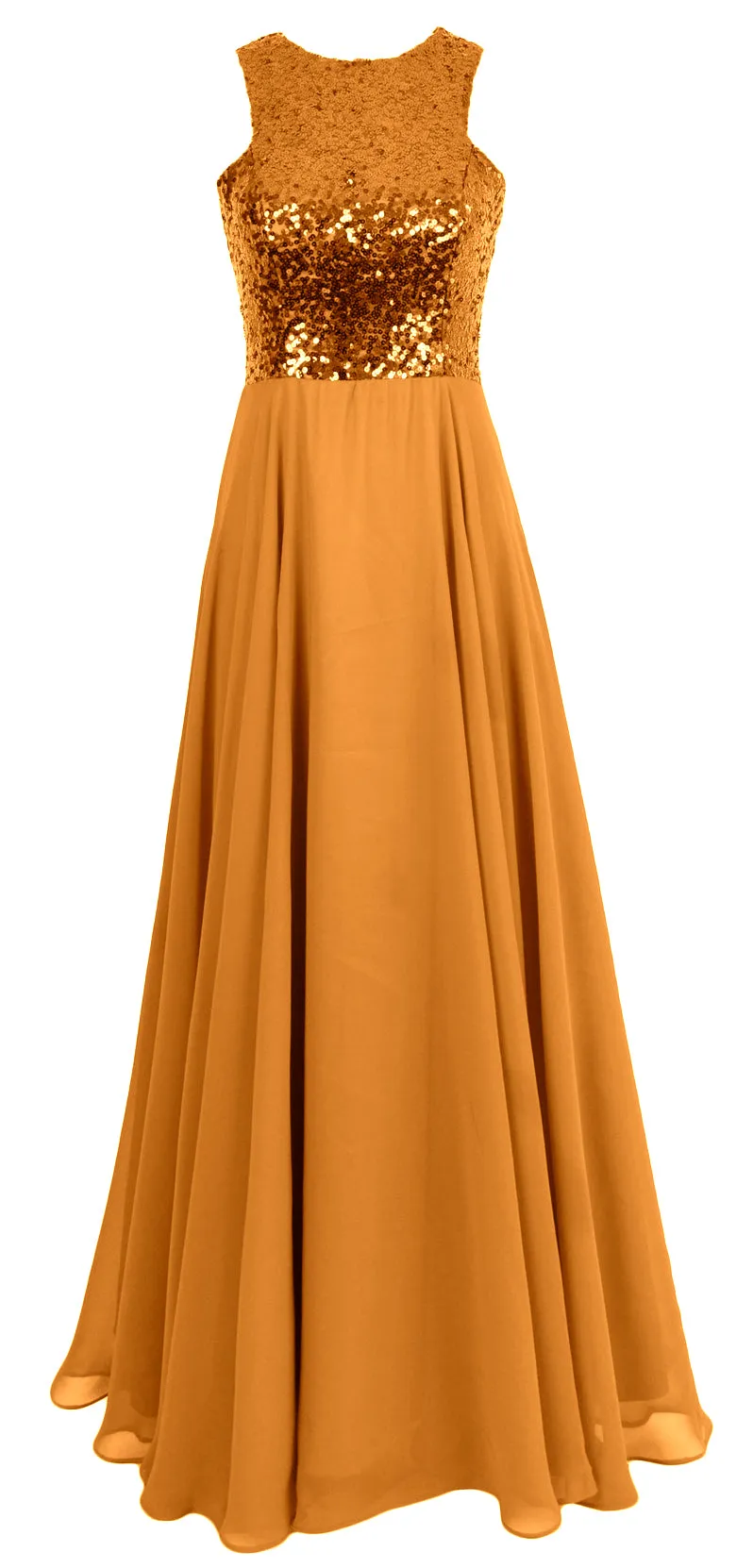MACloth Women Sequin Chiffon Long Wedding Bridesmaid Dress Formal Evening Gown