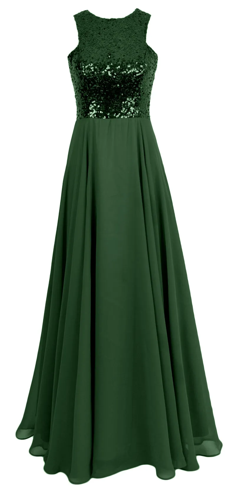 MACloth Women Sequin Chiffon Long Wedding Bridesmaid Dress Formal Evening Gown