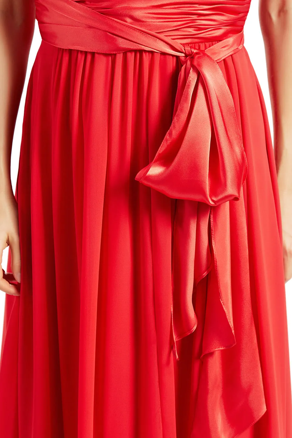 MACloth Women Sleeveless V Neck Long Bridesmaid Dress Chiffon Prom Evening Gown