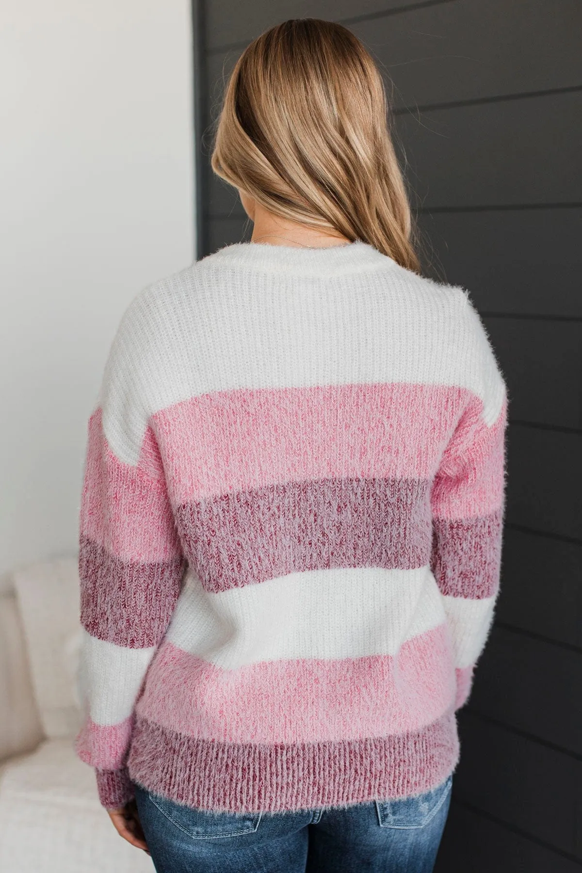 Make It Exciting Color Block Sweater- Ivory & Pink