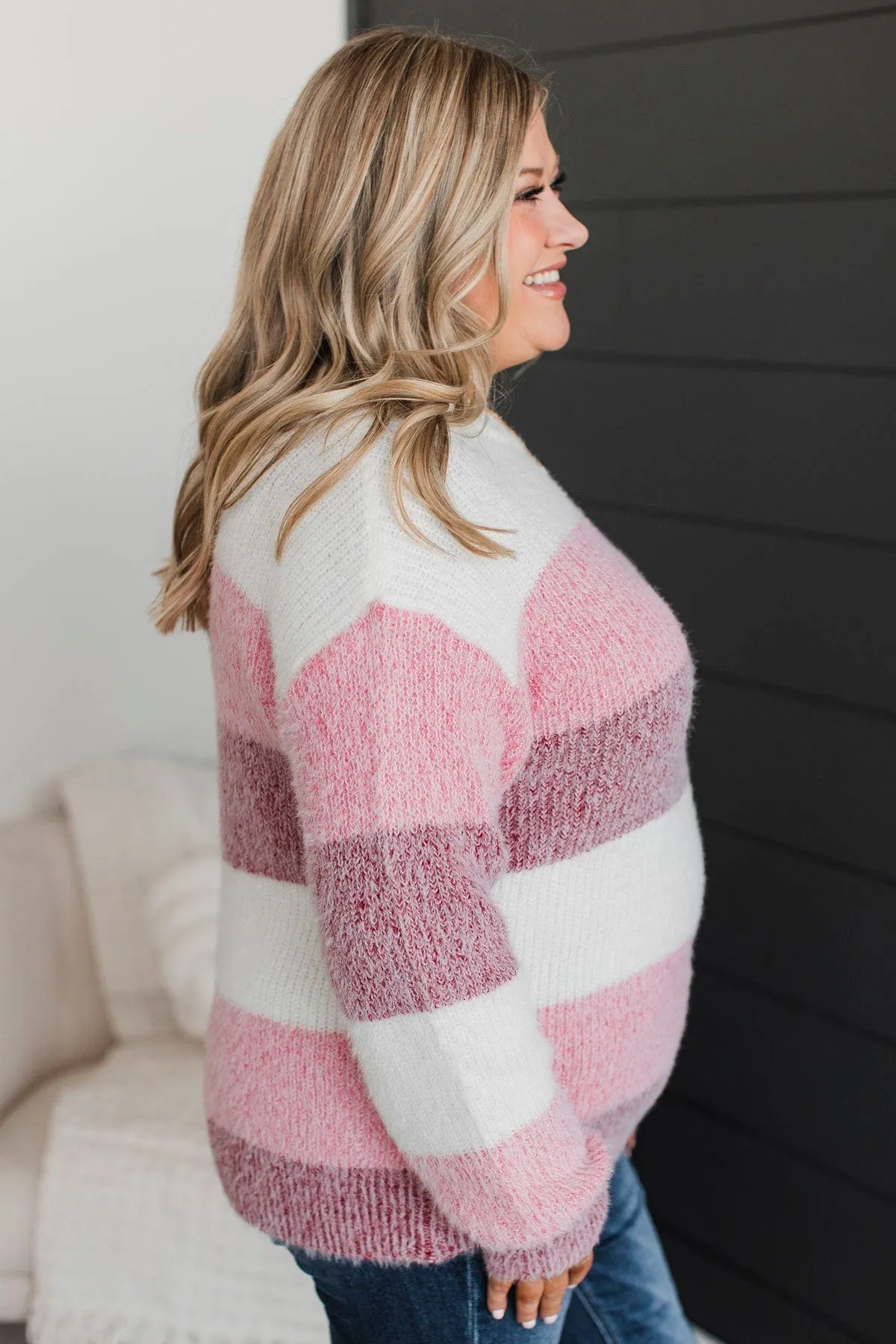 Make It Exciting Color Block Sweater- Ivory & Pink