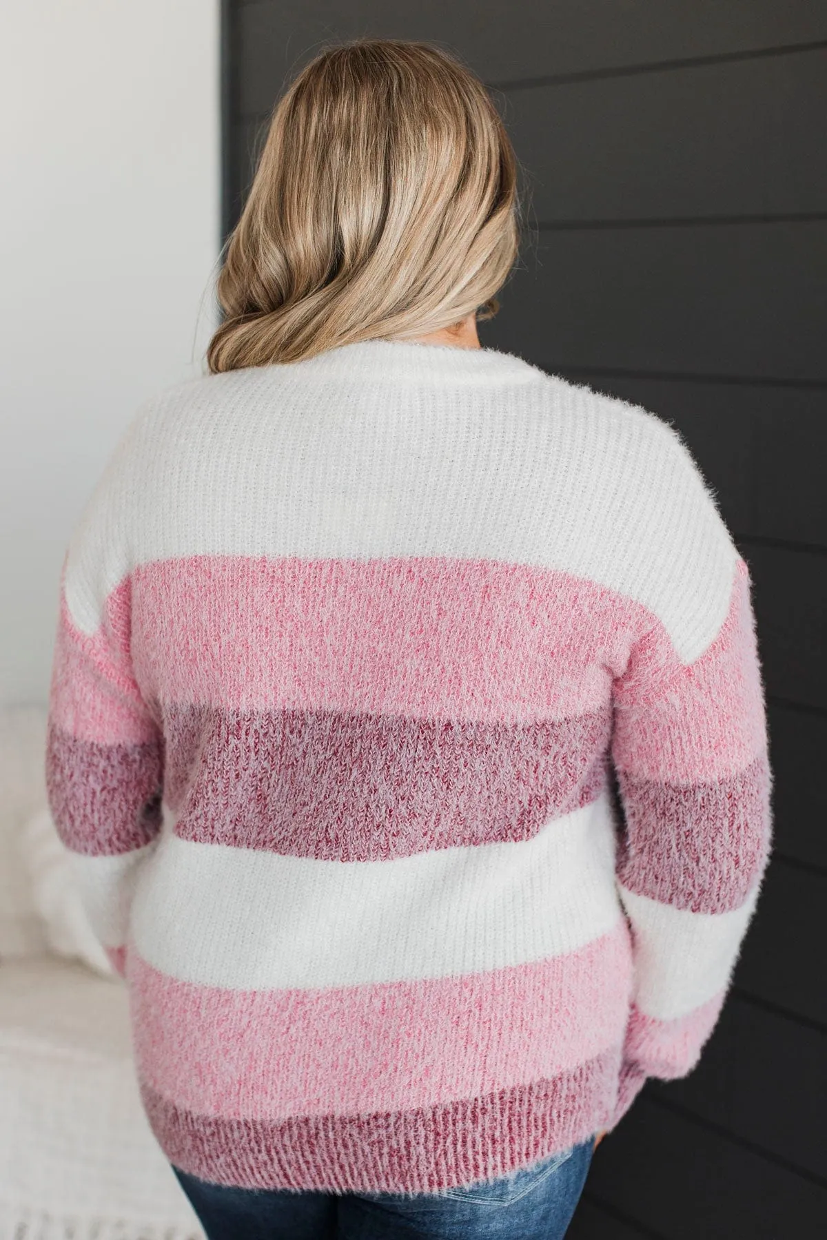 Make It Exciting Color Block Sweater- Ivory & Pink