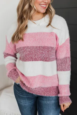 Make It Exciting Color Block Sweater- Ivory & Pink