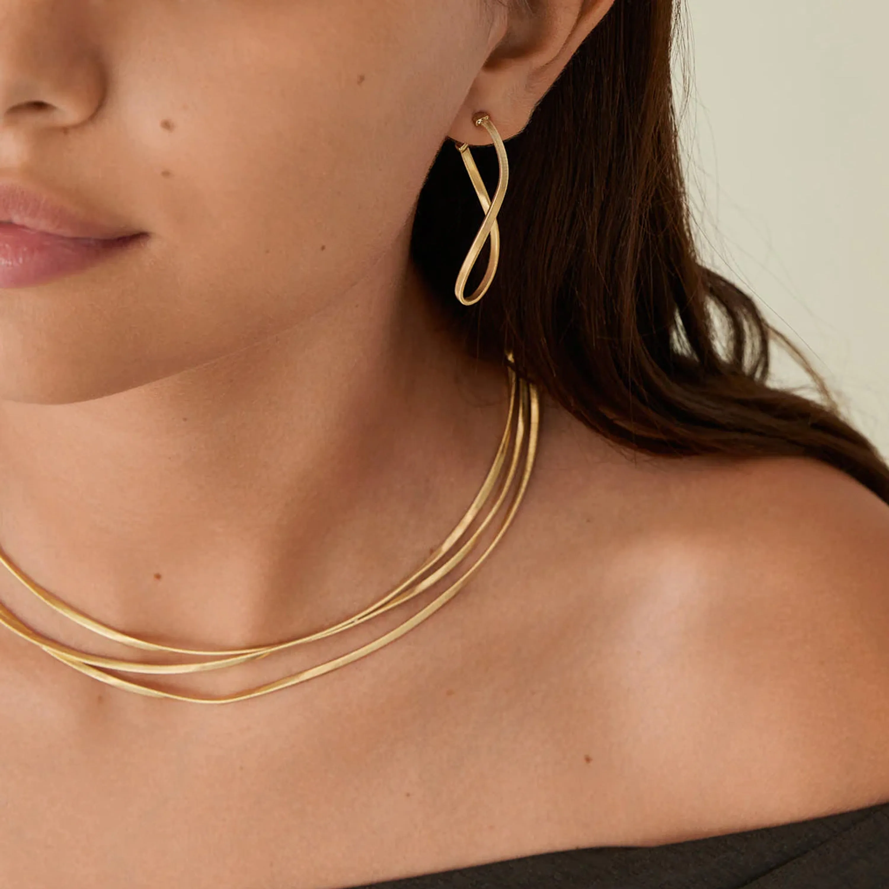 Marco Bicego 18K Yellow Gold Marrakech Twisted Irregular Medium Hoops