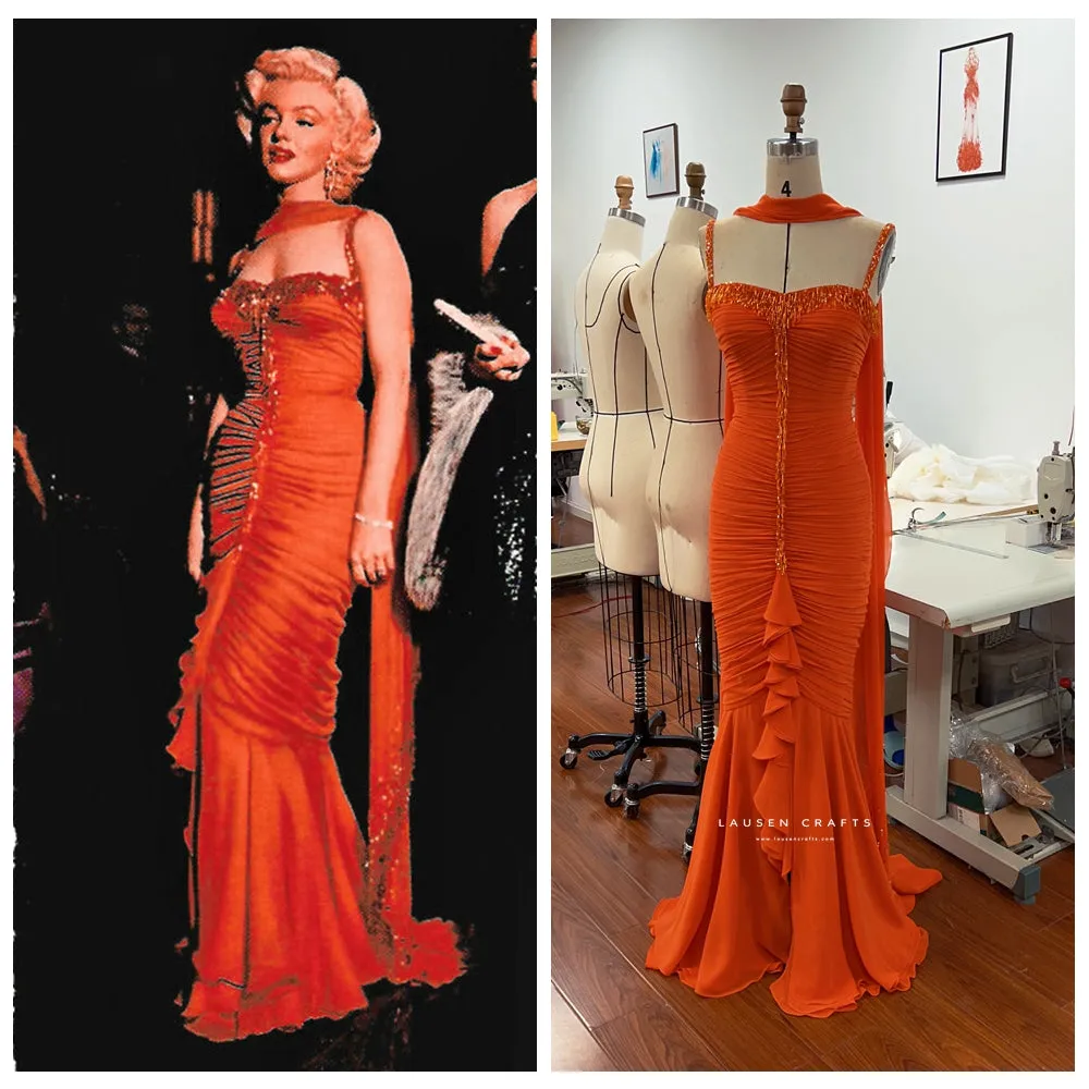 Marilyn Monroe Orange Dress Gentlemen Prefer Blondes Costume