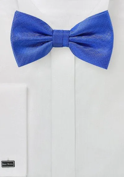 Marine Blue Herringbone Bowtie