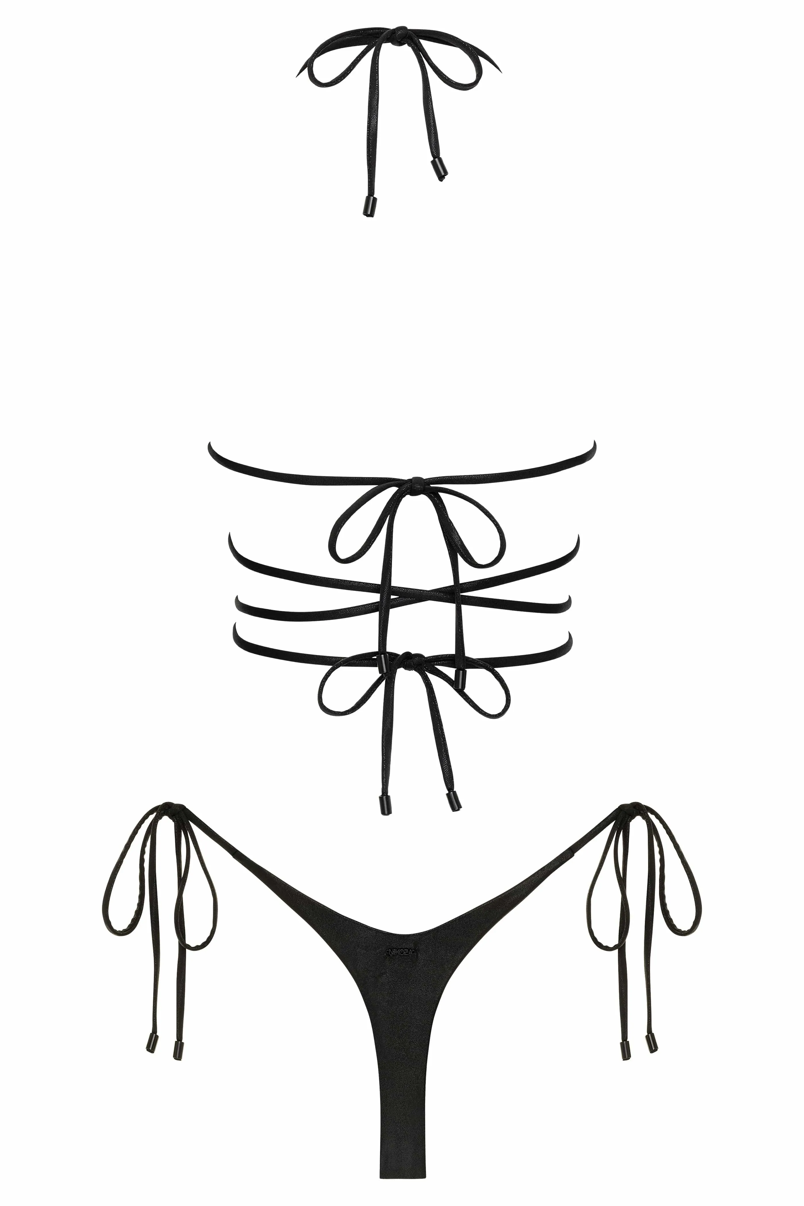 Mariposa Top and Bottom Black Shimmer Bikini