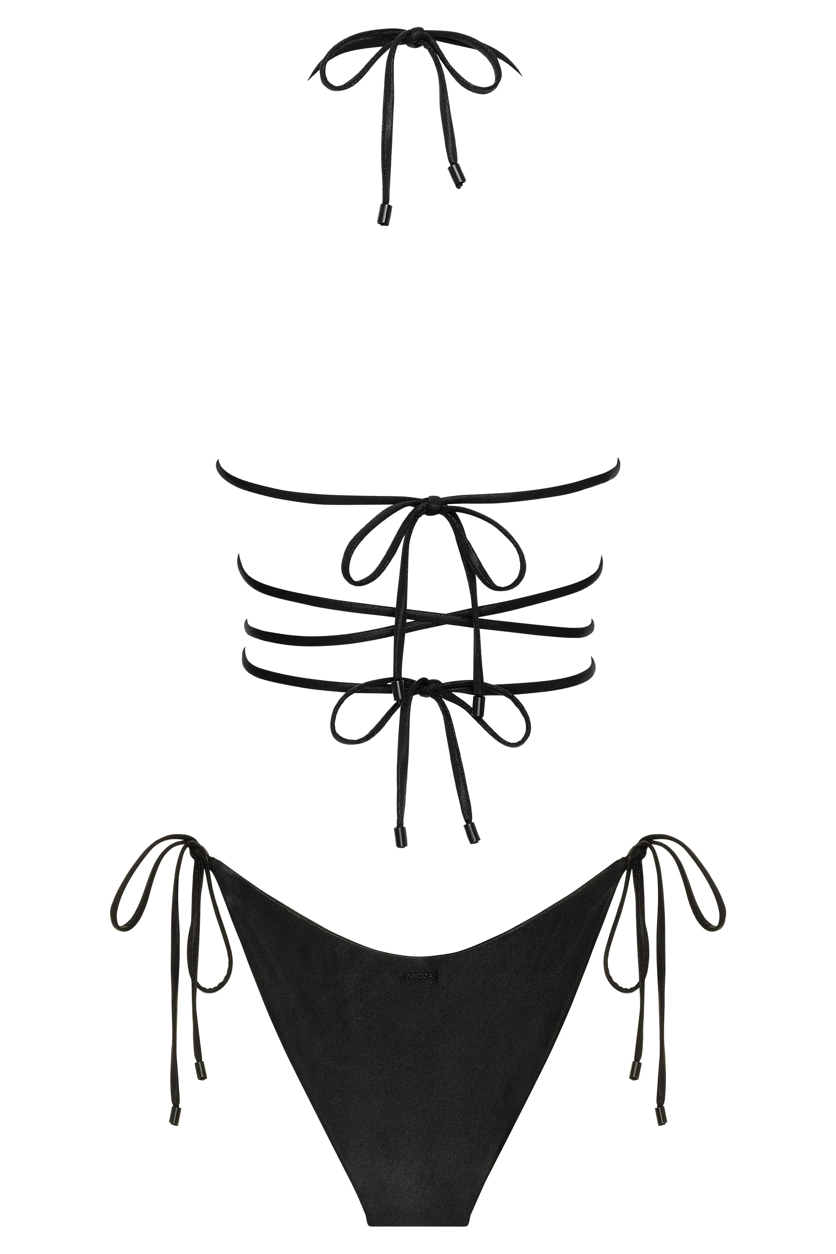 Mariposa Top and Bottom Black Shimmer Bikini