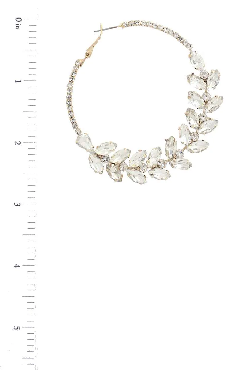Marquise Shape Rhinestone Hoop Earring
