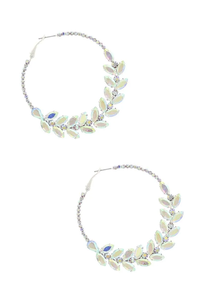 Marquise Shape Rhinestone Hoop Earring