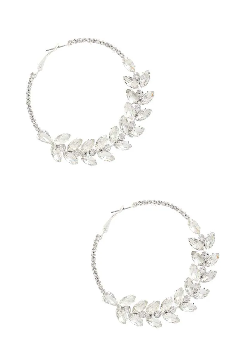 Marquise Shape Rhinestone Hoop Earring