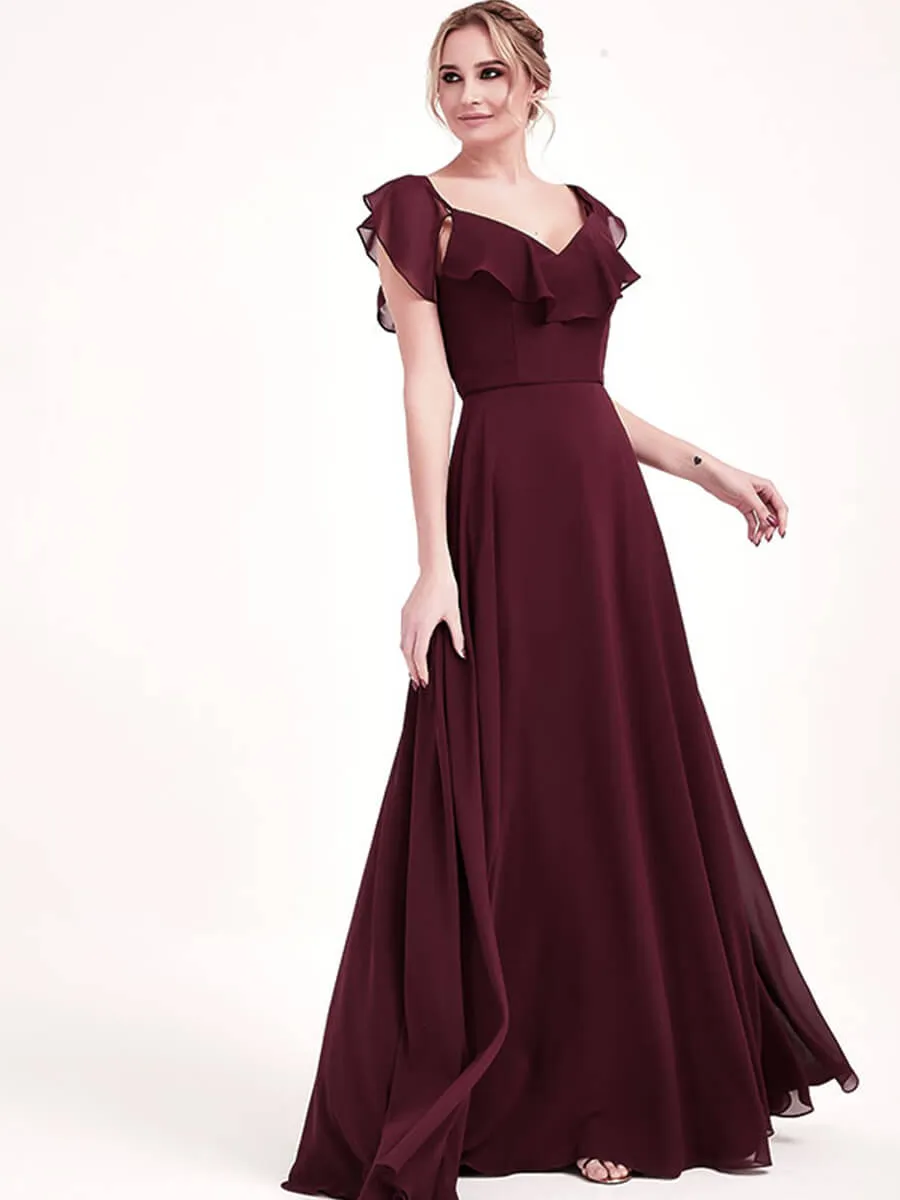 Mauve 1 Of 3 Ways Cap Sleeve Chiffon Convertible Bridesmaid Dress