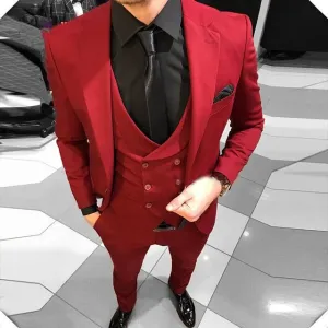 Men's Custom Red Tuxedo (Jacket   Pants   Vest) Up To 6XL