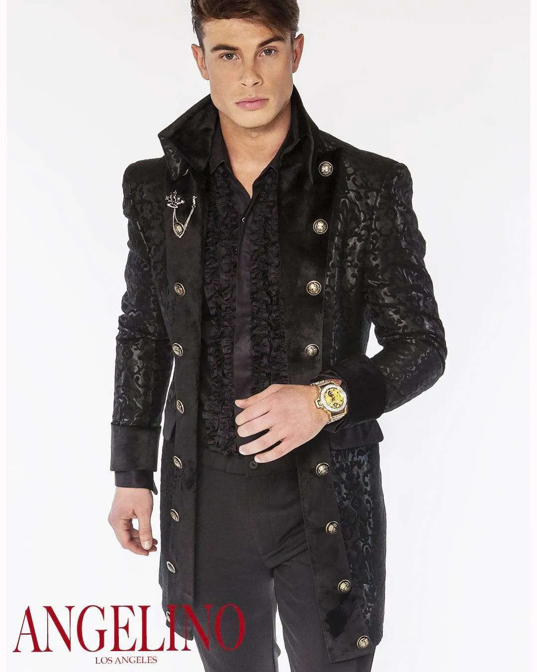 Men's Fashion Long Coat-Cosimo Black - prom - Jackets - Black