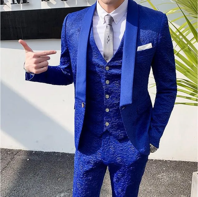 Men's Luxury Design Dress Suit Up To Size 3XL In 4 Colors