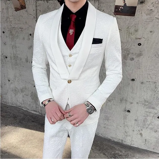 Men's Luxury Design Dress Suit Up To Size 3XL In 4 Colors