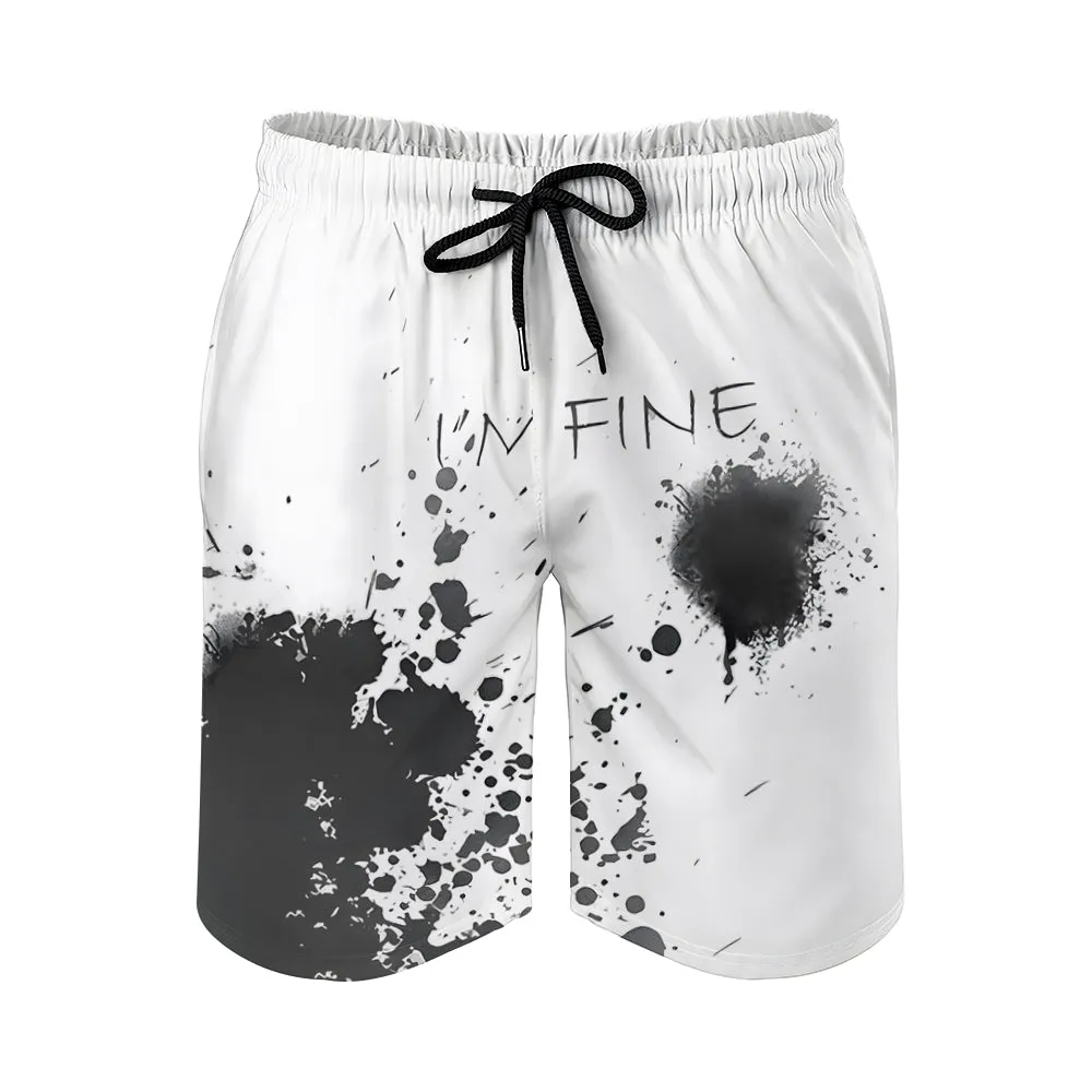Men's Pocket Drawstring Letter Breathable Shorts