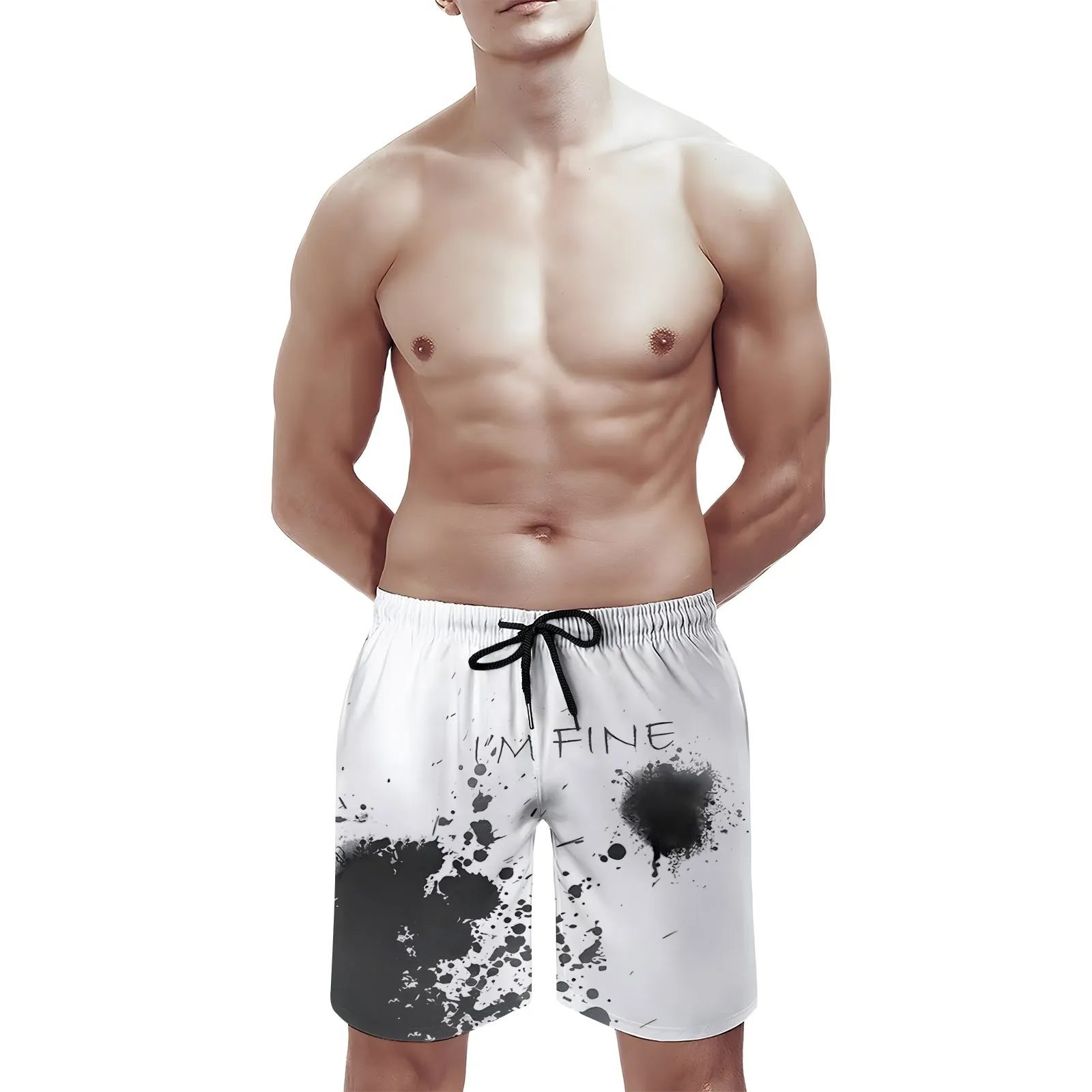 Men's Pocket Drawstring Letter Breathable Shorts