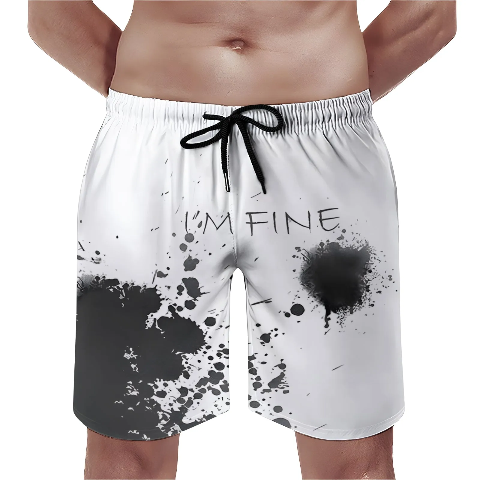 Men's Pocket Drawstring Letter Breathable Shorts