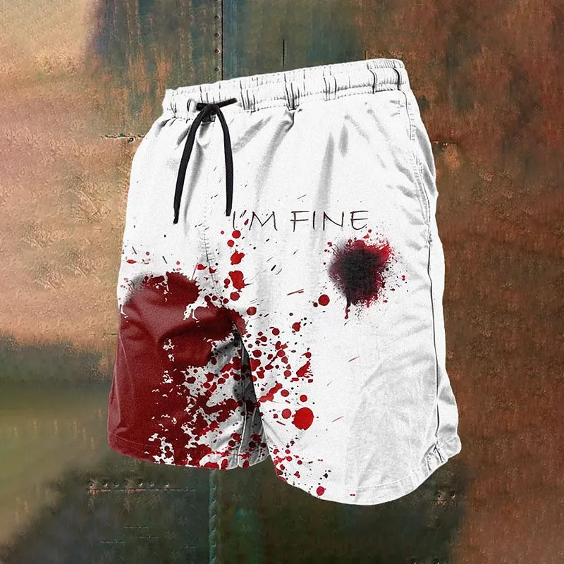 Men's Pocket Drawstring Letter Breathable Shorts