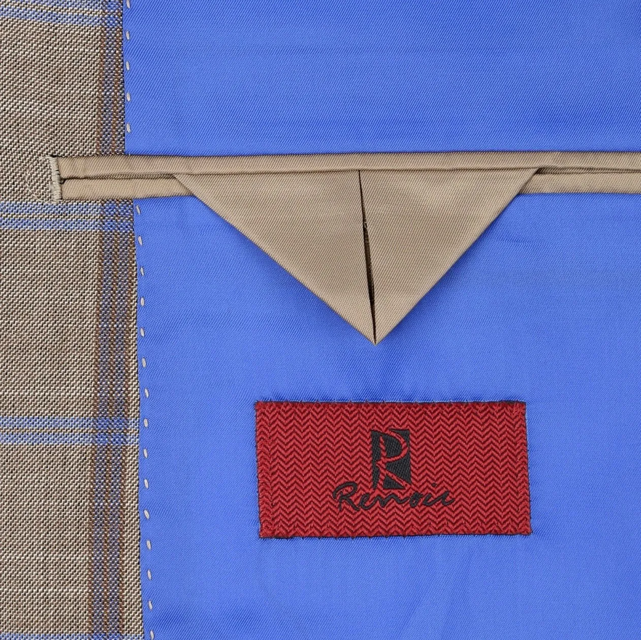 Men's Renoir Two Piece Windowpane Tan Slim Fit Suit