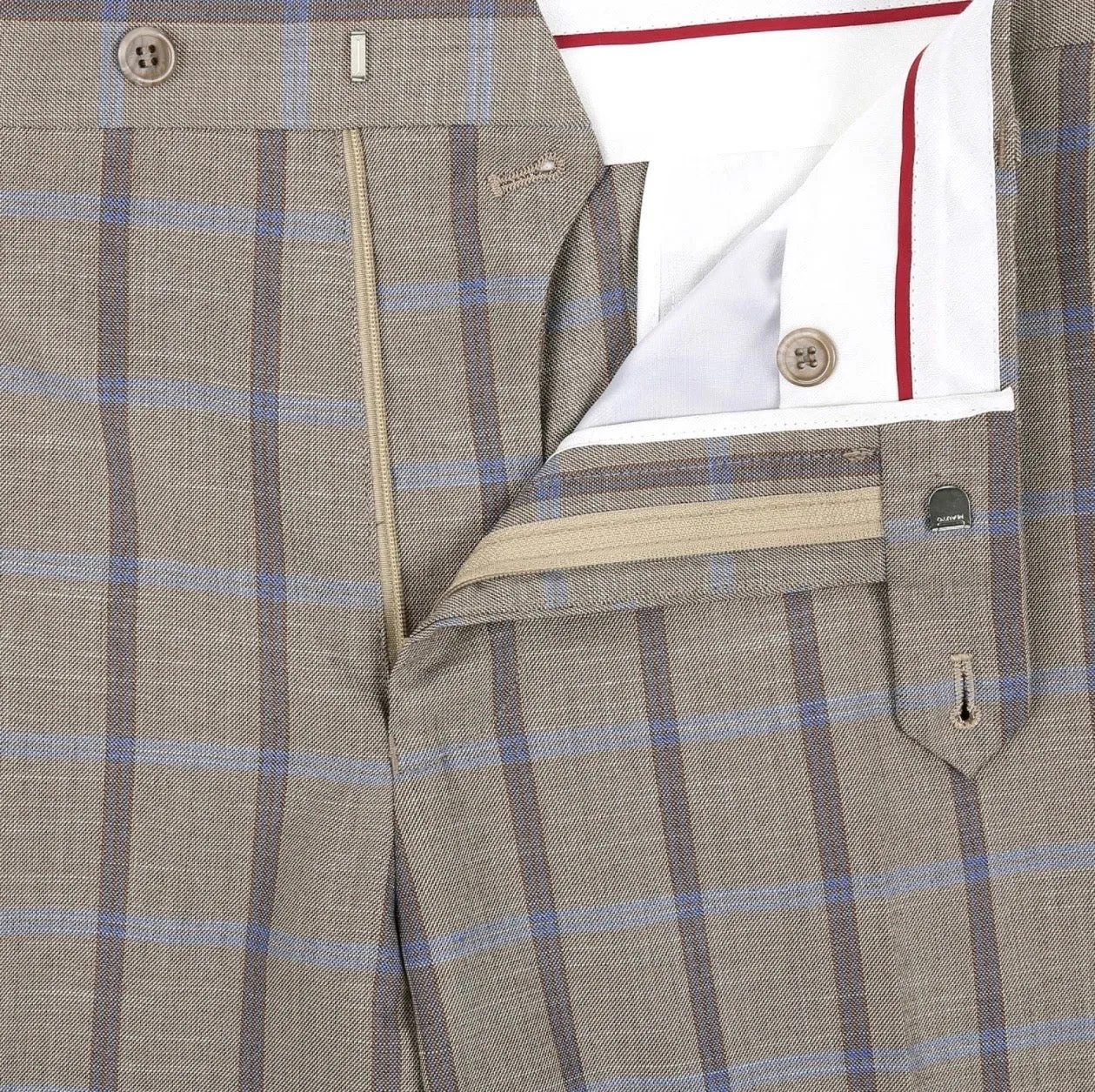 Men's Renoir Two Piece Windowpane Tan Slim Fit Suit