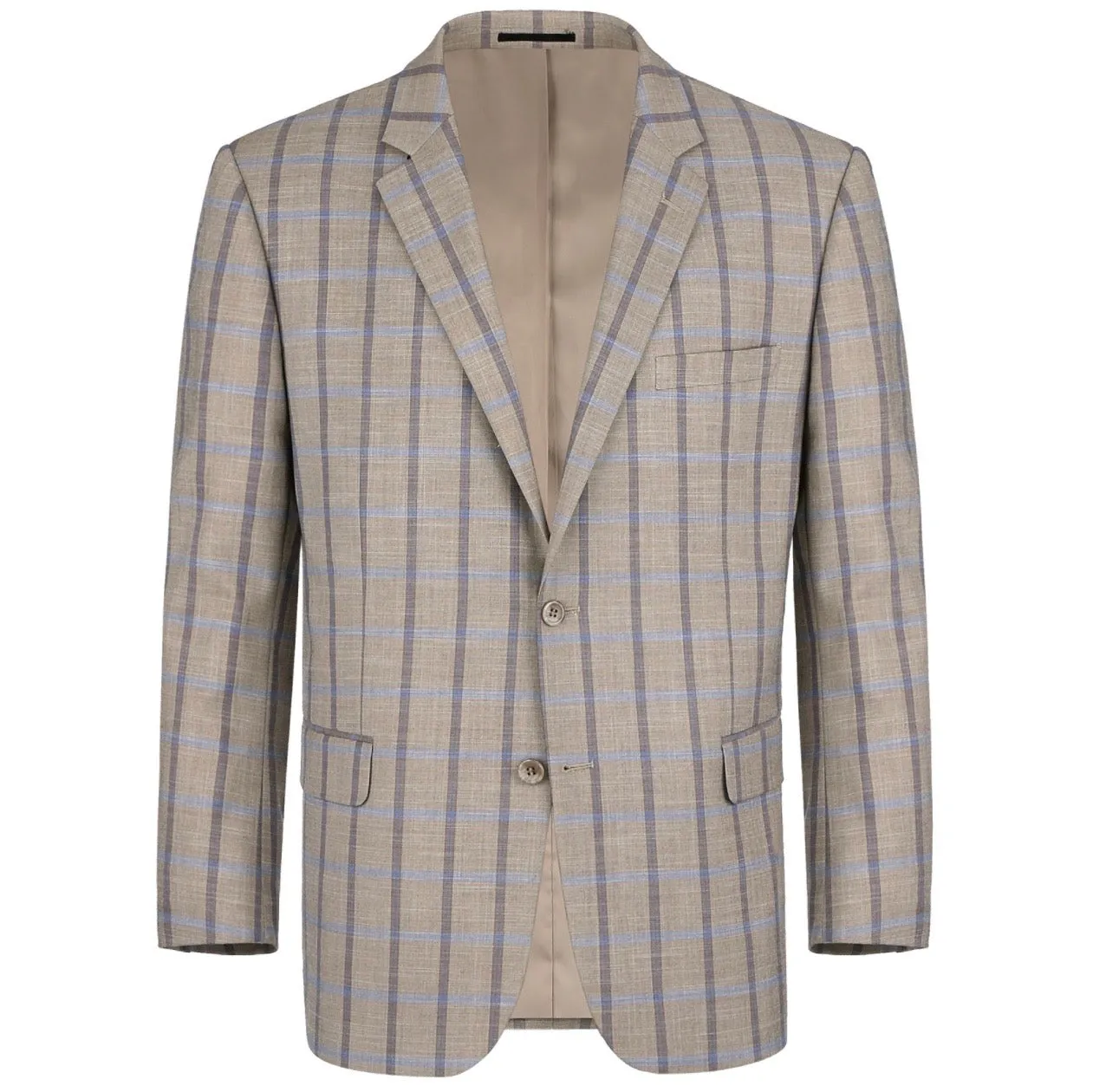 Men's Renoir Two Piece Windowpane Tan Slim Fit Suit