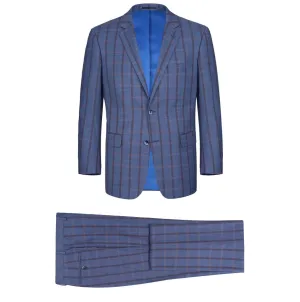 Men's Renoir Two Piece Windowpane Teal Slim Fit Suit