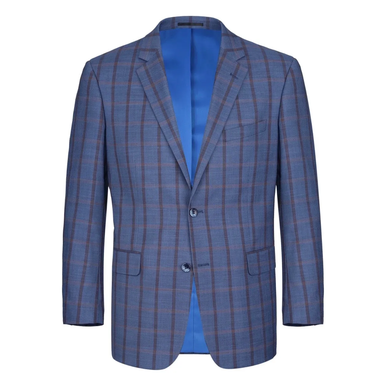 Men's Renoir Two Piece Windowpane Teal Slim Fit Suit
