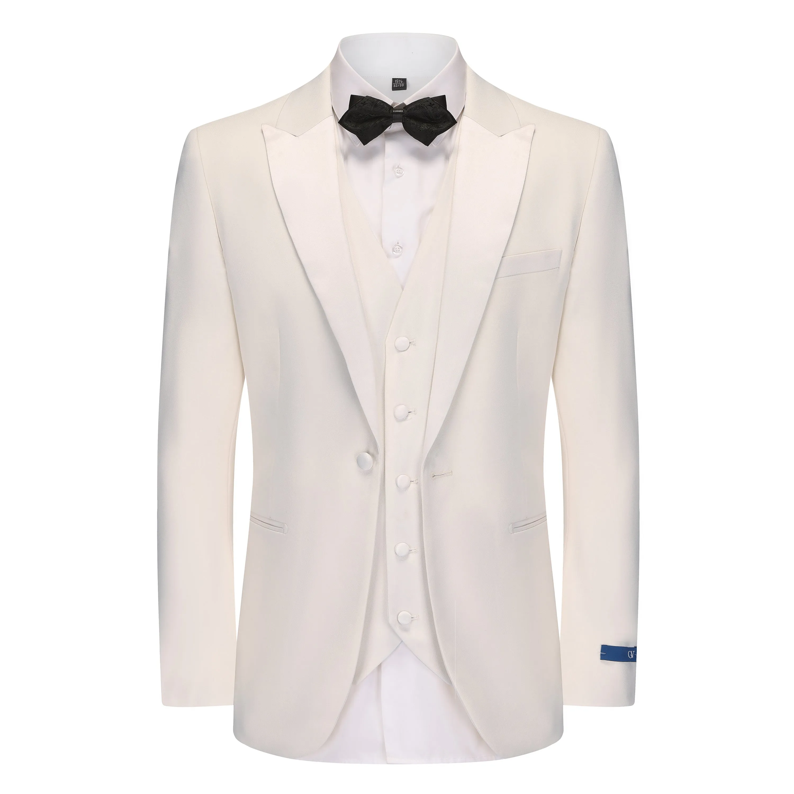 Men's Slim-Fit 3PC Satin Peak Lapel Tuxedo (RED, IVORY)
