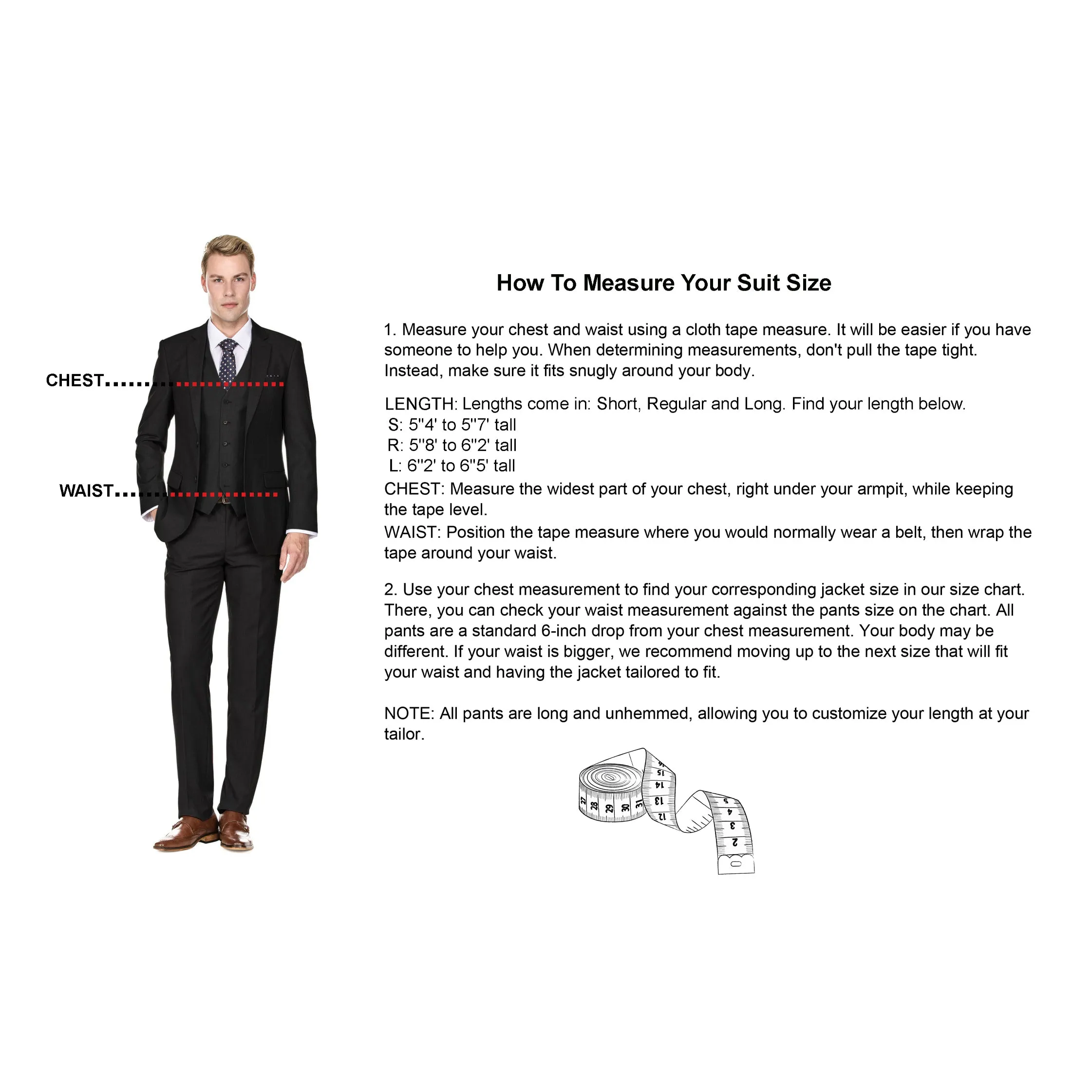 Men's Slim-Fit 3PC Satin Peak Lapel Tuxedo (RED, IVORY)