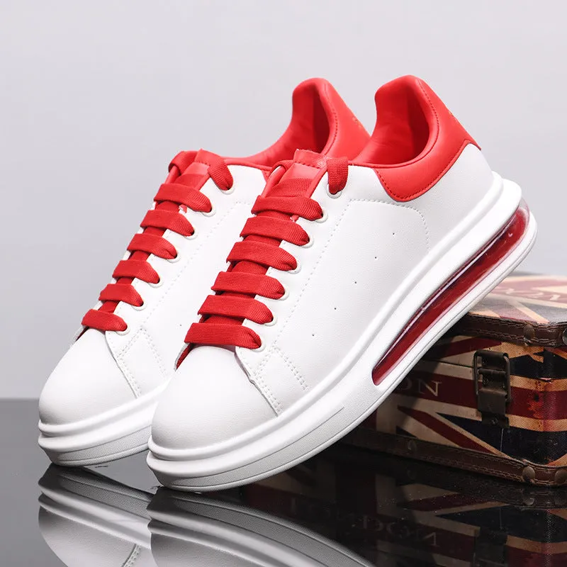 Men's White Height Increasing Genuine Fashion Breathable Sneakers
