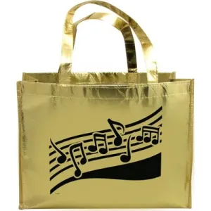 METALLIC GOLD TOTE BAG MUSIC STAFF (O/P)