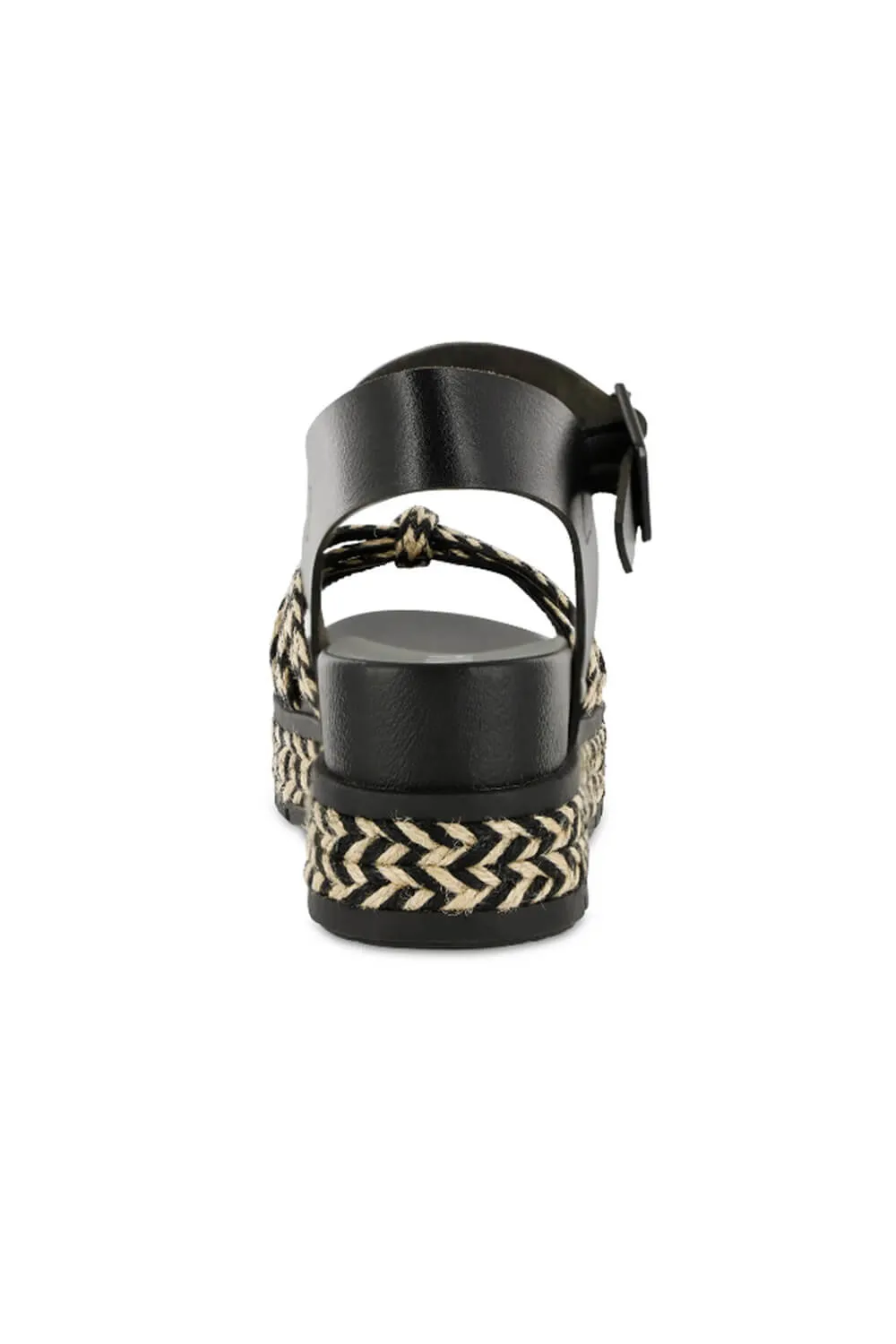 MIA Kehlani Rope Platform Sandals for Women in Black | MH2370-BLACK/NATURAL