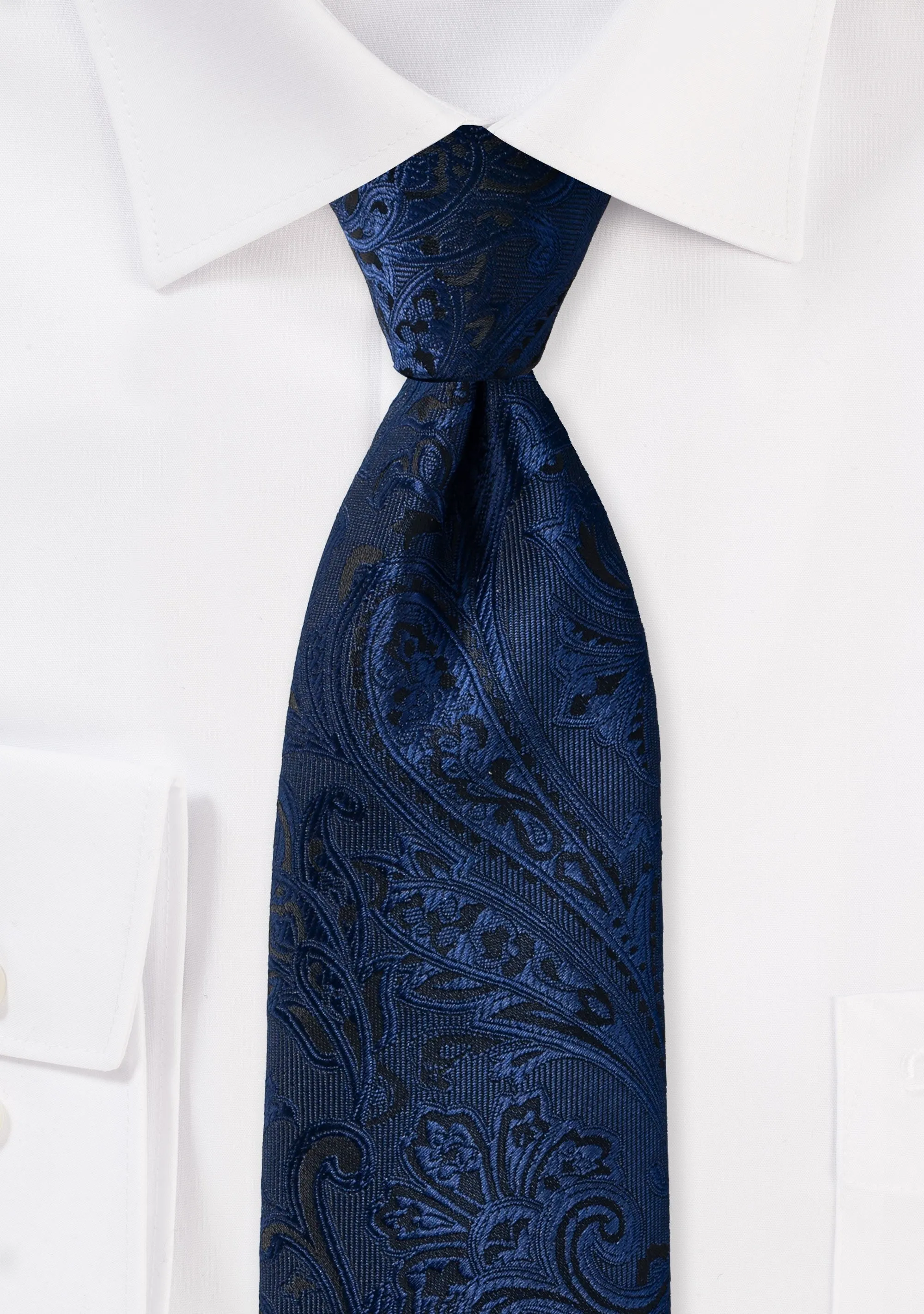 Midnight Navy Proper Paisley Necktie