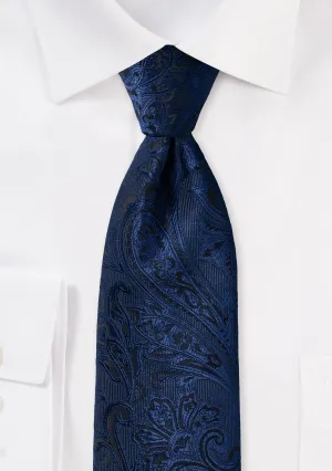Midnight Navy Proper Paisley Necktie