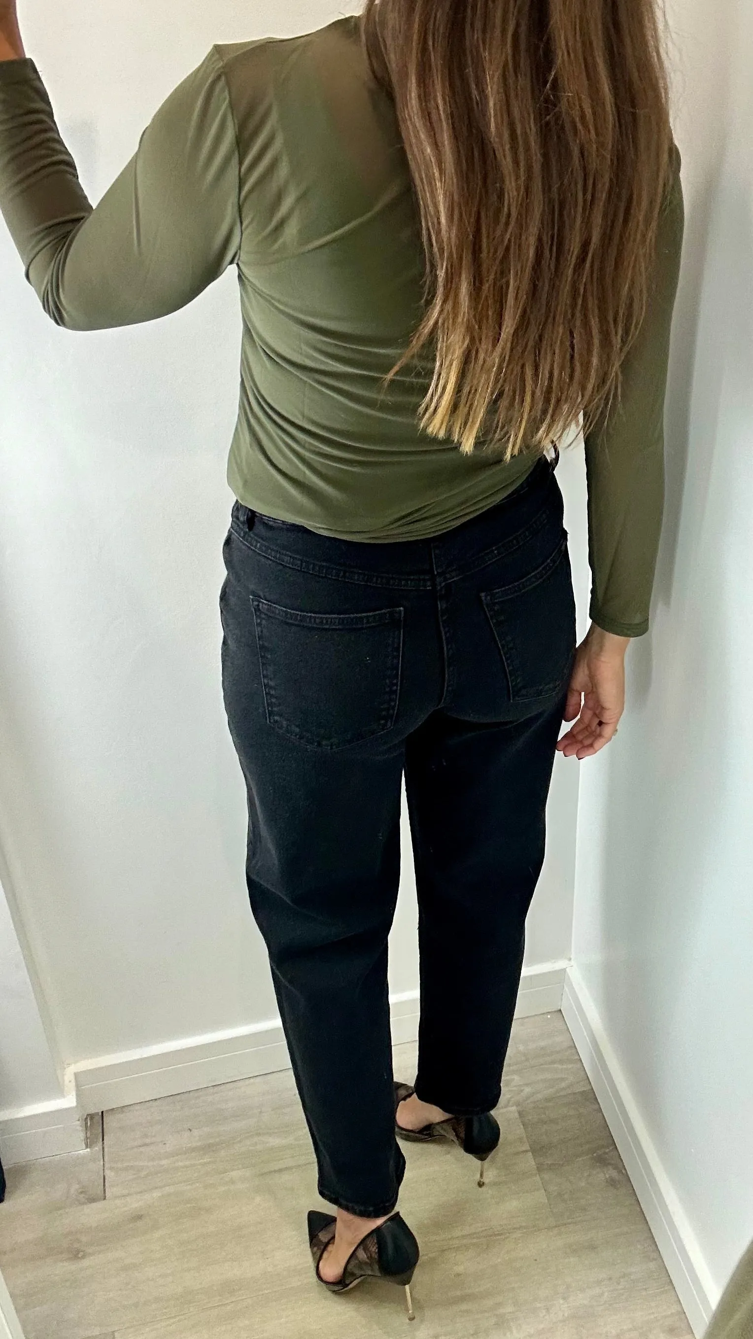 MILITARY GREEN SHEER TOP