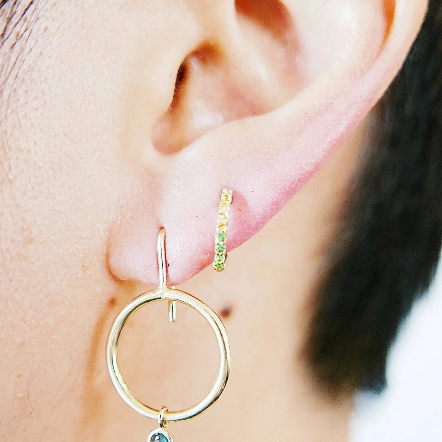 Mini Bi-Color Hoop Earring