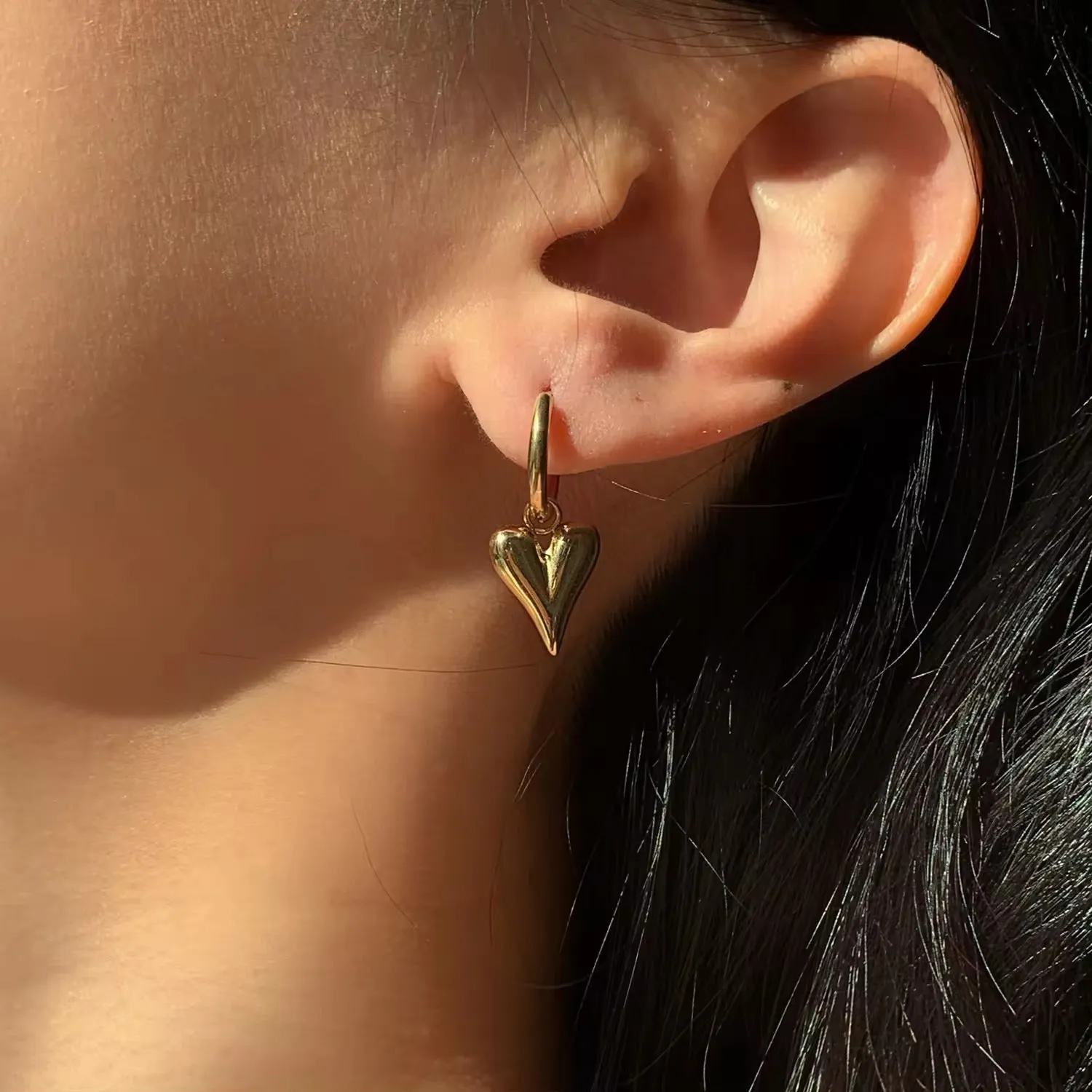 Minimalist Chic Heart Huggie Hoop Earrings