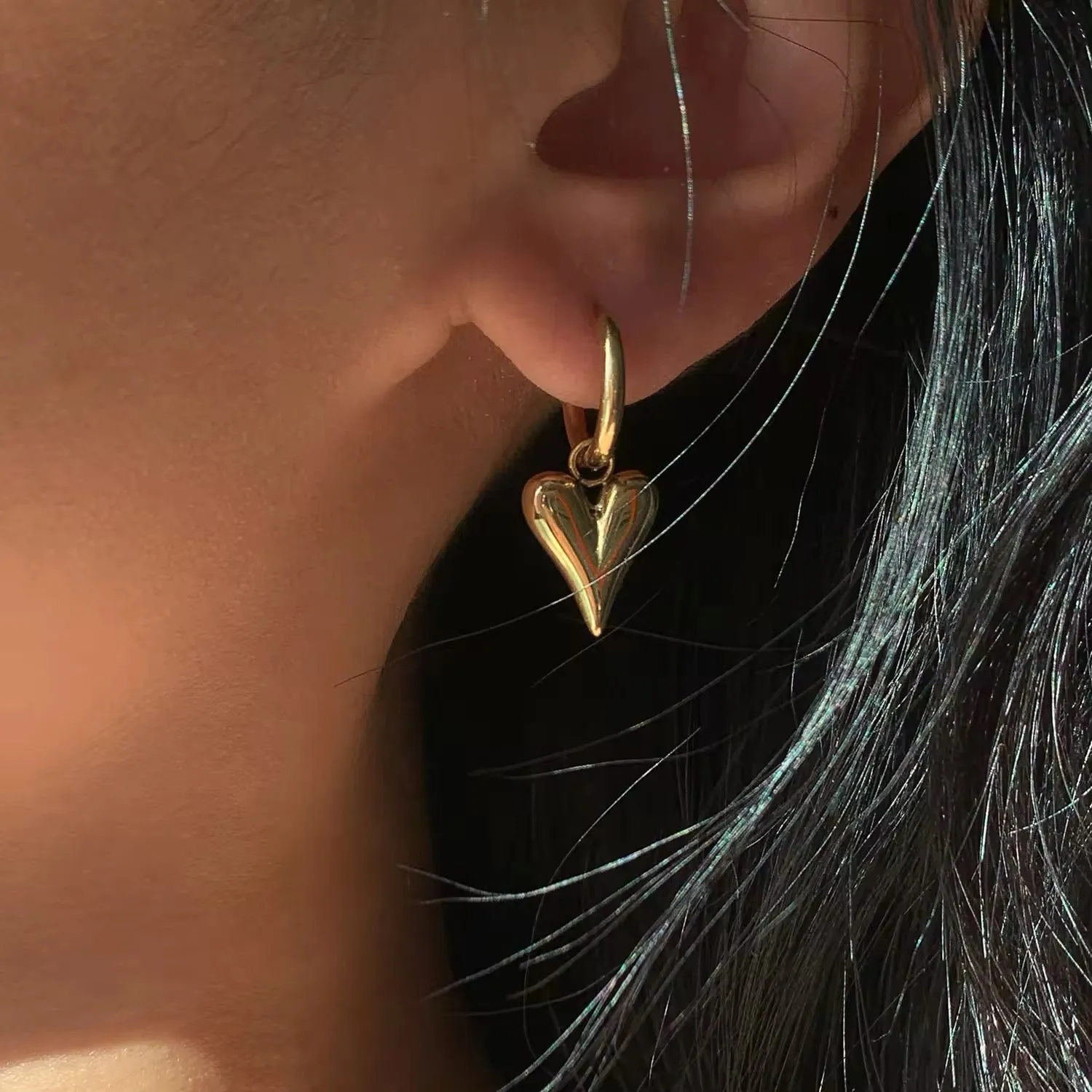 Minimalist Chic Heart Huggie Hoop Earrings