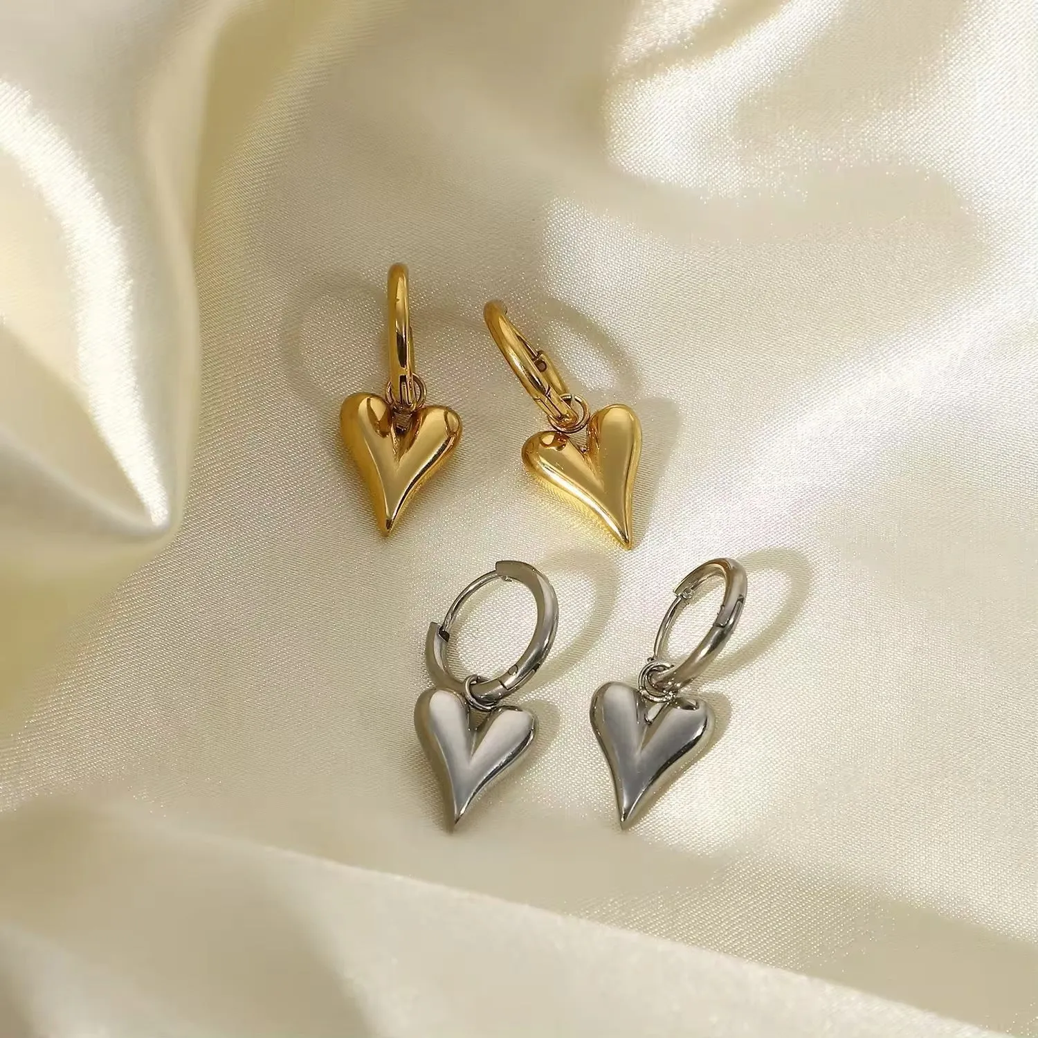 Minimalist Chic Heart Huggie Hoop Earrings