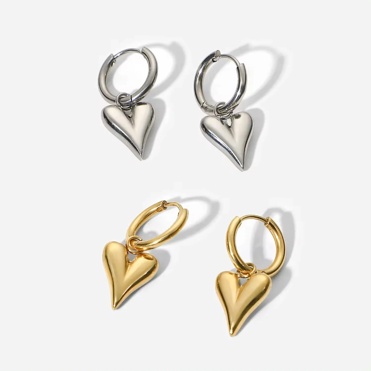 Minimalist Chic Heart Huggie Hoop Earrings