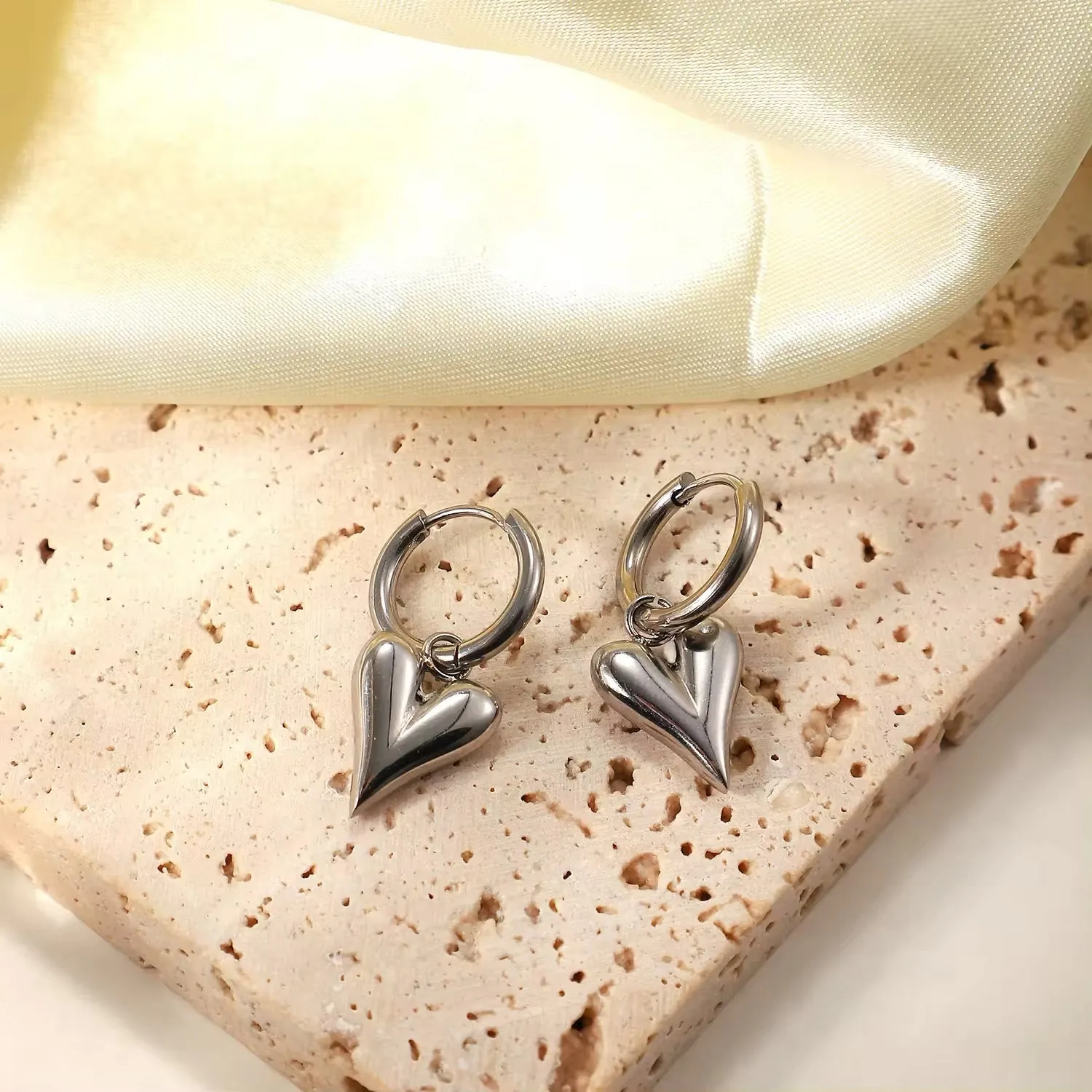 Minimalist Chic Heart Huggie Hoop Earrings