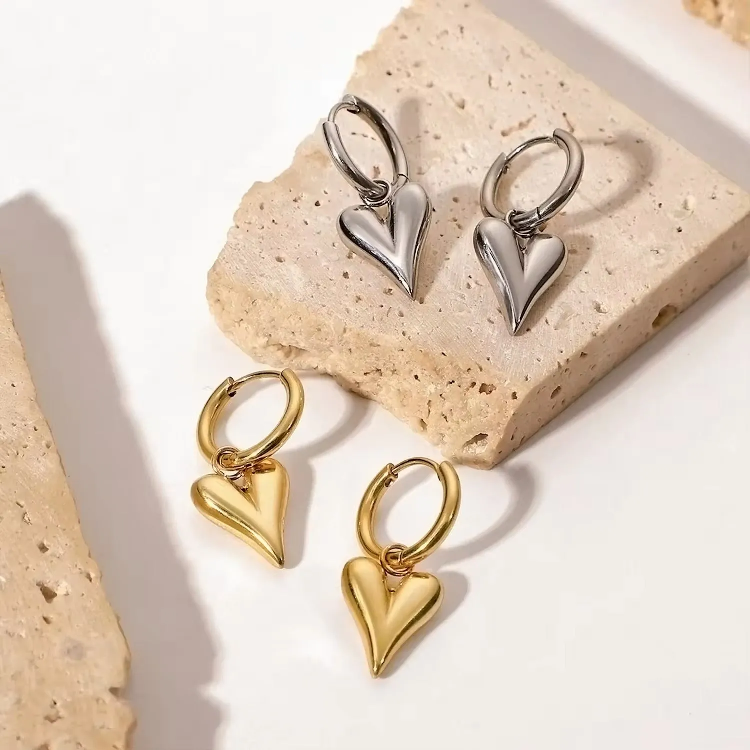 Minimalist Chic Heart Huggie Hoop Earrings