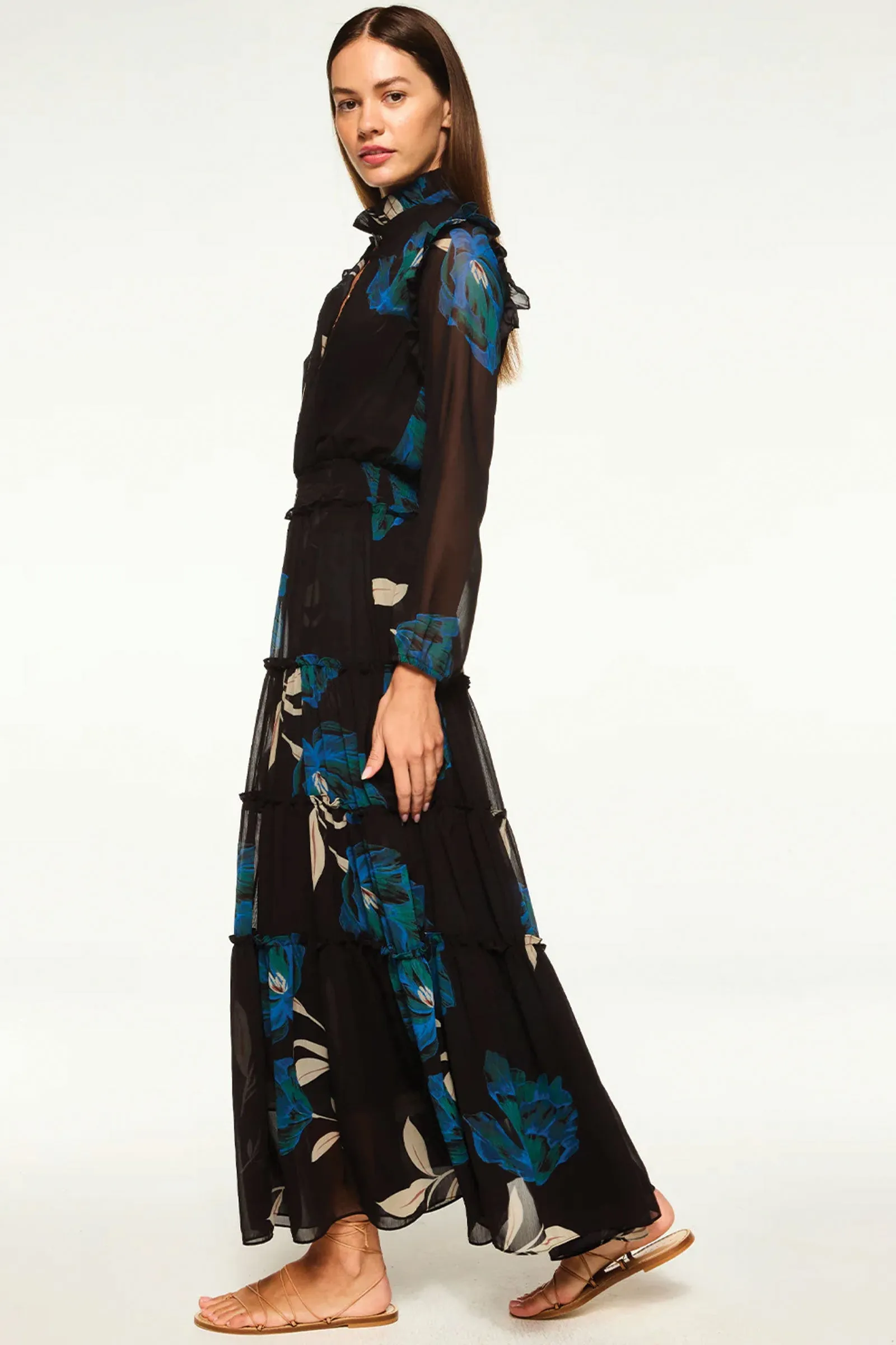 Misa Arhea Dress in Night Shade Flora Chiffon
