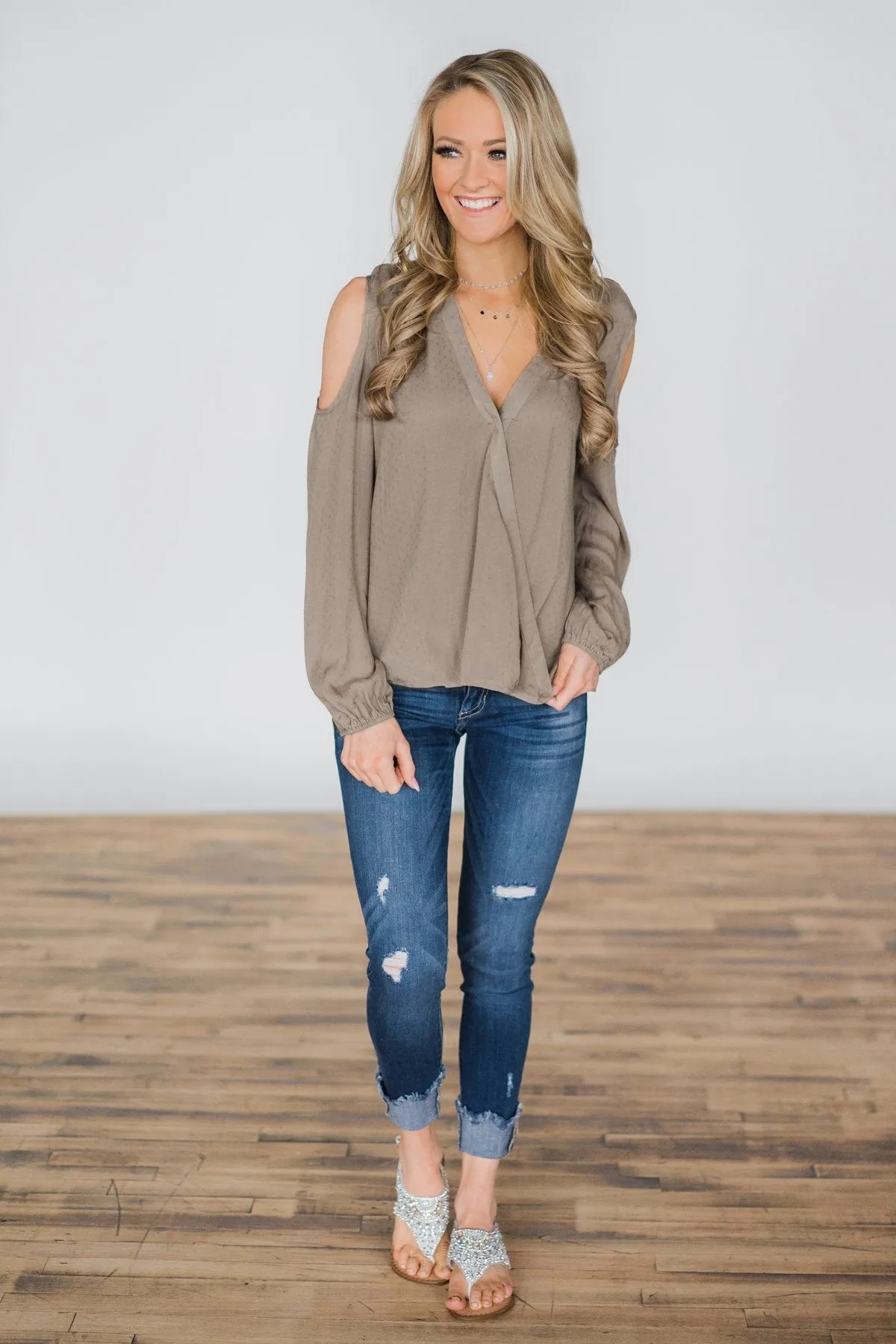 Mocha Cold Shoulder Top