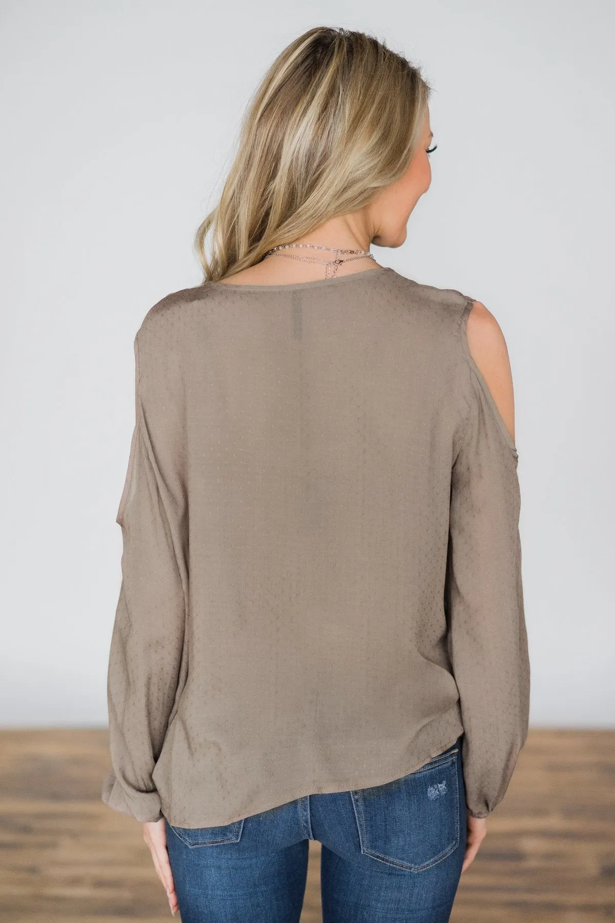 Mocha Cold Shoulder Top